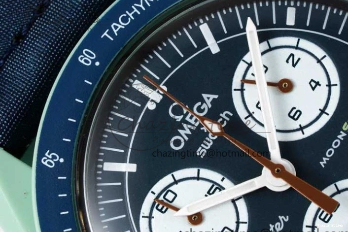 0305 SoftTouch Speedmaster Misson On Earth 1:1 Best Edition Blue Dial On Nylon Strap Quartz 7859